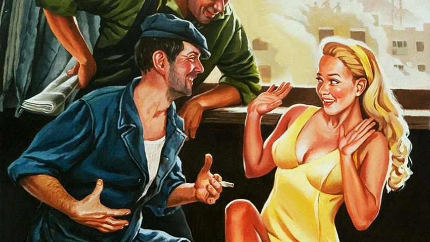 Russian Illustrator Valery Barykin successfully combines the vintage Pin Up Girls with Soviet art propaganda.